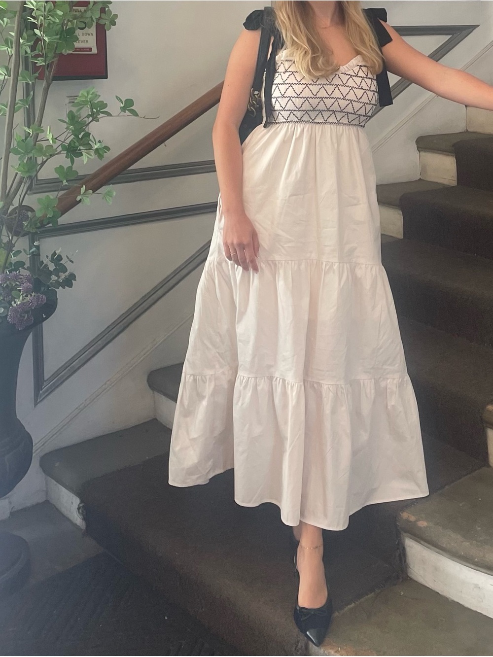 Audrey Parks Francesca’s White Embroidered Maxi Dress XS